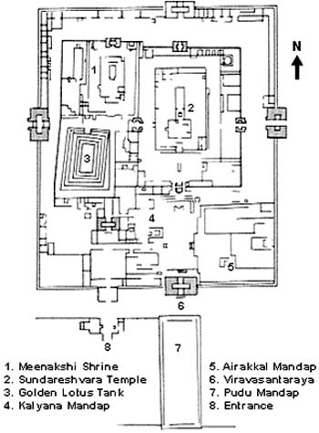 Floor Plan of Meenakshi Temple, Madurai, Tamil Nadu